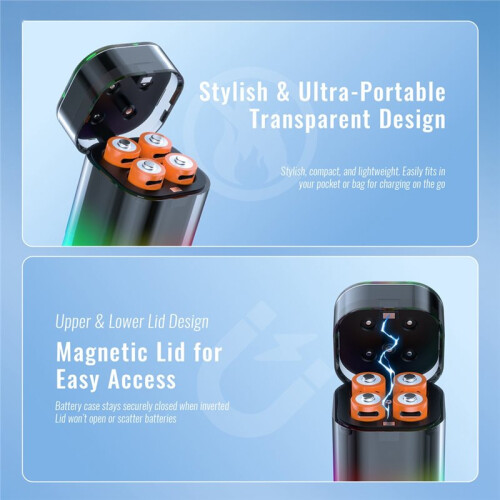 AA Battery Charging Case with 4-Pack 2400MWh Rechargeable Li-Lon Batteries for VR  Controller Remote Control A 1