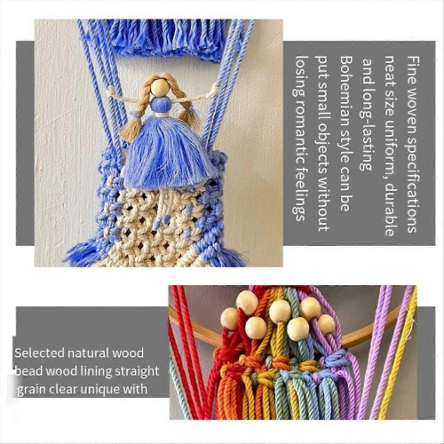 Hot Air Balloon Handwoven Wall Tapestry Blue 2