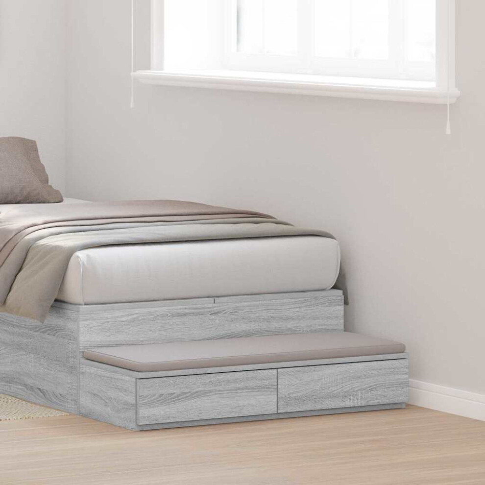 Vidaxl Bed Drawers Grey Sonoma 80 X 36.5 X 16.5 Cm Engineered Wood