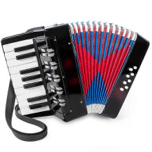 Kinderaccordeon, 17 toetsen, 8 bassen, verstelbare draagriem, duurzaam, voedselveilig ABS-hars, educatief muziekinstrument voor kinderen, zwart