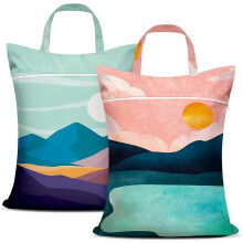 Reistaswaszakken 2 stuks, waterdicht polyester, nat en droog scheiding, 18 x 23 inch, met handvat en ritssluiting