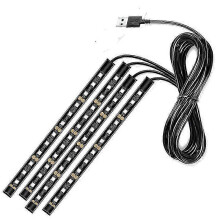 Voetgestuurde LED-autoverlichting met ritmefunctie, USB 4-in-1, geel, 5-12V 0,5A, draadloze infrarood muziekbediening, plug-and-play autoverlichting