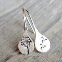 Earrings Retro Simple Dandelion Silver Plated Copper Fashion Jewellery Accessory