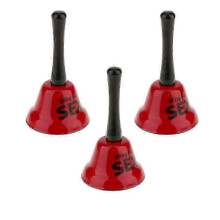 Cloche à main en métal et caoutchouc dur, rouge, 13,5 x 7,5 cm, 3 pièces, accessoire pour fête entre adultes