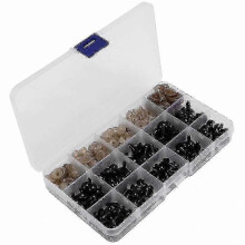 Safety Eyes and Washers for Doll Teddy Bear Craft Toys, 6mm 8mm 9mm 10mm 12mm Sizes, Black Plastic, 150 Pieces with Storage Box