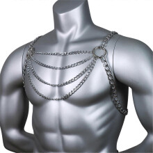 Punk-Brustgurt aus Metalllegierung für Herren, Körperschmuck für Abschlussball, Club, Party, Festival, Strand, Cosplay, Gold/Silber