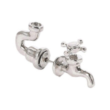 Faucet Stud Weird Earrings, Alloy Gold Silver Black Plated Piercing Ear Jewellery for Daily Wear Birthday Party