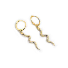 Snake Animal Non-pierced Ear Clips Drop Earrings, Gold Tone Alloy, 1.2*4cm, For Wedding Party Dating Daily Wear