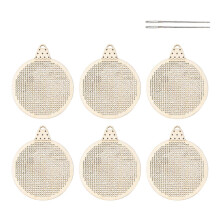 Kit de Ponto Cruz de Madeira com Agulhas de Bordado, 6 tábuas com formato de bola de Natal para decoração de árvore de Natal e parede