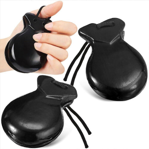 Paar schwarze spanische Holzkastagnetten, Handperkussionsinstrument 2