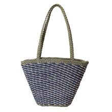 Strandtasche aus Stroh für Damen, gewebte Tragetasche mit farbenfrohem Patchwork-Muster, ideal für Sommerurlaub und Reisen