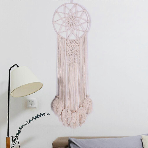 Makramee-Blatt-Wandbehang, Boho-Stil, gewebte Baumwolle, Traumfänger-Anhänger, Wohnaccessoire 1