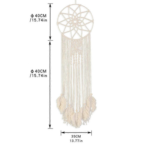 Makramee-Blatt-Wandbehang, Boho-Stil, gewebte Baumwolle, Traumfänger-Anhänger, Wohnaccessoire 2