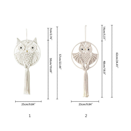 Handwoven Macrame Owl Dream Catcher Wall Hanging Pendant Home Decor 2
