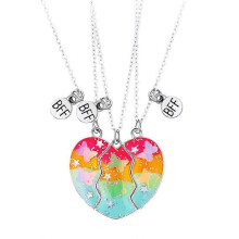 3 Pieces Heart Shaped Pendant Friendship Necklaces, 3-person Alloy Friendship Jewellery Set for Women, Christmas, Birthday Gifting Occasion