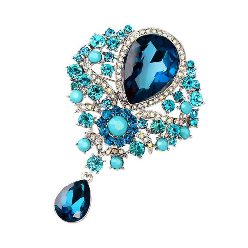 Broche de liga com strass e vidro para roupas, bolsas e chapéus