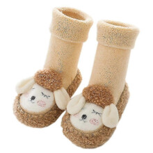 Baby Toddler Non-skid Sole Indoor Slipper Socks, Breathable Cotton for Baby Boys and Girls, Soft Lightweight Fluffy Flexible for Indoor Floor Wear