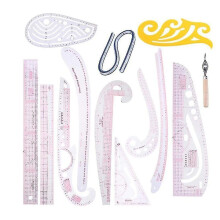 Conjunto de 13 Réguas de Costura Plásticas, para Desenho e Corte de Moldes de Vestuário para Estudantes e Costureiros