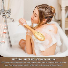Brosse de bain double en bois pour le dos - Ensemble de brosses corporelles Ă poils naturels