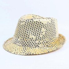 Sequined Jazz Hat Caps Unisex Adult Warp Knit Canvas Sequined Formal Bowler Magical Flashing Yellow Hip Hop Hats