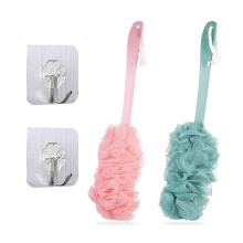 Lot de 2 brosses de douche à long manche avec éponge de bain douce en filet, brosse pour le dos et le bain