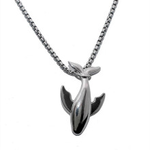 Chic Whale Pendant Necklace, Stainless Steel Sweater Chain, 60cm Length, For Casual And Formal Occasions