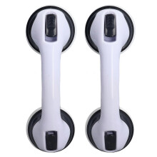 Barre d'appui de douche incurvée (lot de 2) avec double verrouillage, poignée de soutien de sécurité sans outil pour les personnes âgées