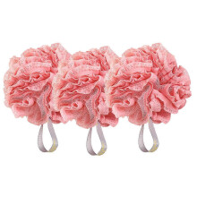 Boules exfoliantes de bain en maille, rouges, 14 x 14 x 14 cm, lot de 3
