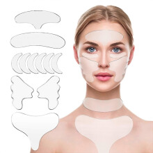 Lot de 11 patchs anti-rides - Bandes lissantes pour le front, les yeux, le cou et le décolleté