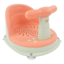 Siège de bain pliable et souple pour bébé avec poignée amovible, en polypropylène doux pour la peau, rose et vert.