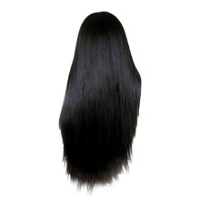 Perruque synthétique longue et lisse pour femme, perruque noire en PVC polyester, perruque aspect naturel de 75 cm