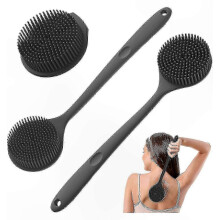 Ensemble de 2 brosses de bain Ă long manche pour le nettoyage du dos sous la douche et dans la baignoire