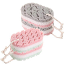 Kit de 4 éponges exfoliantes double face pour le corps avec brosse pour le dos, pour un nettoyage en profondeur et le renouvellement de la peau.