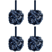 Boules de loofah exfoliantes noires pour le bain et la douche, lot de 4 (15 x 15 x 15 cm)