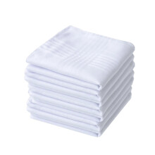 Men's 12-Pack White Cotton Handkerchiefs, 16 x 16 Inch Square, Classic White Striped Plaid Pattern, Soft Durable For Formal And Everyday Use