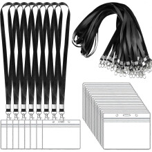 Namensschild-Lanyard mit Ausweishalter, 50er-Packung Ausweis-Lanyards und transparente Kartenhalter aus Kunststoff