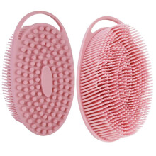 Brosse de bain exfoliante douce en silicone rose pour le corps et la douche