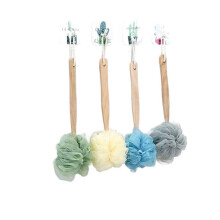 Brosse de bain exfoliante grise à long manche - Maille douce pour un soin délicat de la peau et un gommage du dos