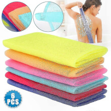 Lot de 6 serviettes exfoliantes en nylon pour le corps, style japonais-coréen, pour le soin de la peau