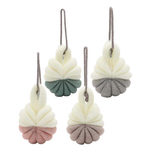 Ensemble de 4 éponges de douche en maille bicolore assorties pour le bain