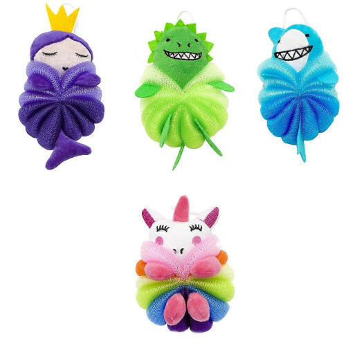 Ensemble de 4 brosses de bain pour enfants, douces et confortables.
