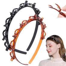 Bandeaux Ă pince papillon avec dents pour tresses, accessoires pour cheveux en ABS noir et marron pour femmes et filles