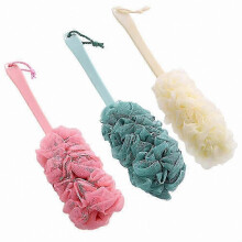 Ensemble de 3 brosses de douche à manche allongé avec filet en nylon doux pour le gommage et l'exfoliation du dos