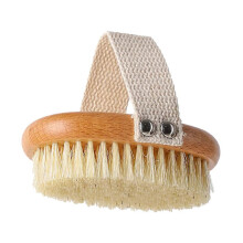 Brosse Ă sec avec manche en bois naturel pour l'exfoliation du corps et le soin en profondeur de la peau, avec poils
