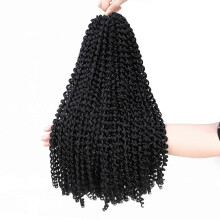 Extensiones de cabello humano rizado de 14 pulgadas, trenzas de ganchillo pre-retorcidas, 100 mechones, color negro natural.