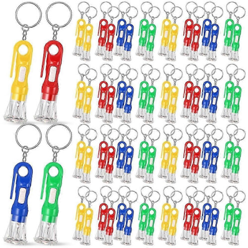 Mini LED Keychain Flashlight Torch for Kids, Dog Collar, Camping, 100Pcs Bulk Assorted Colours