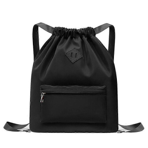 Drawstring Backpack Waterproof Nylon Rope Bag with Side Pockets