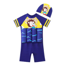 Einteiliger Schwimmflügel Badeanzug für Kleinkinder Jungen, kurzarm, mit Meeres Tier Druck, für4-8 Jahre Schwimmtraining