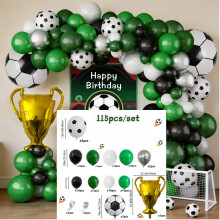 Arche de ballons sur le thème de la Coupe du Monde de football, décoration de fête d'anniversaire, trophée, ballons en aluminium