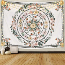 Tapisserie murale bohème à motif floral mandala et médaillon, ensemble de 3 pièces.